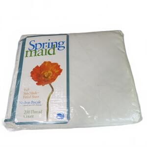 Spring Maid Ivory 200 Thread Count Full Stay Made Fitted Sheet No-Iron Percale
